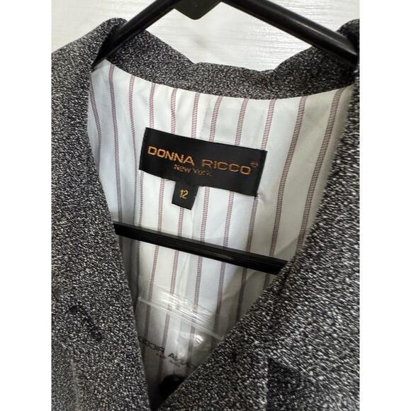 Donna Ricco NY Women's Black White Salt Pepper Button Up Blazer Size 12 NEW - Picture 6 of 10